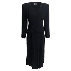 Giorgio Armani Le Collezioni Giacca Nera Top & Gonna Tuta Miscela Seta Taglia US 10