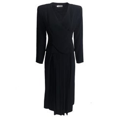 Giorgio Armani Le Collezioni Black Jacket Top & Skirt Suit Silk Blend Size US 10