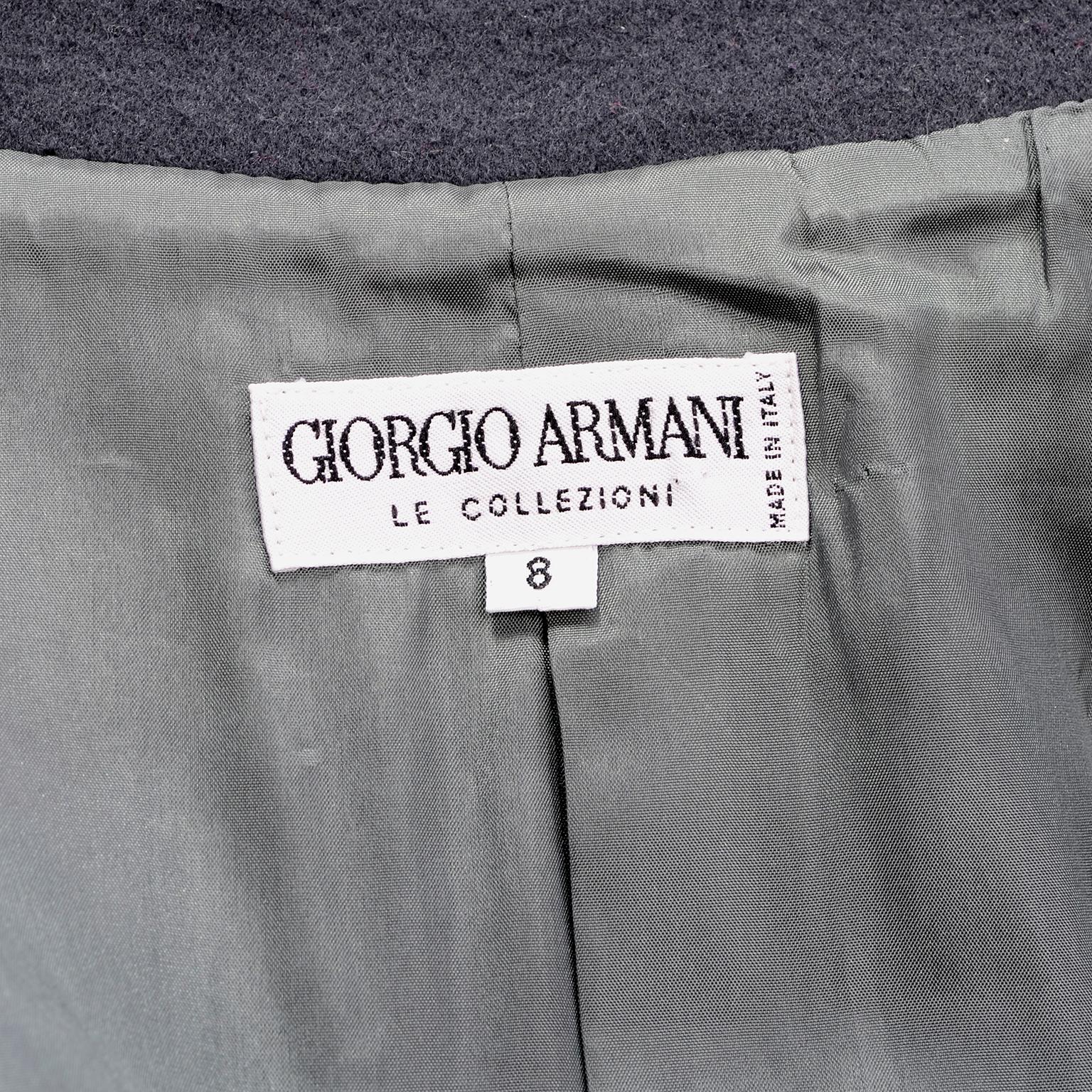 Giorgio Armani Le Collezioni Deep Gray Green Double Breasted Wool Coat ...