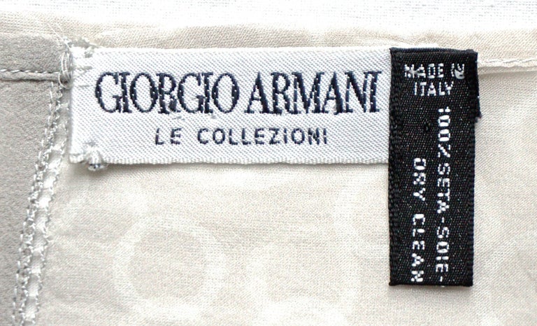 Giorgio Armani Le Collezioni Long Silk Chiffon Warm Beige Circles Print ...