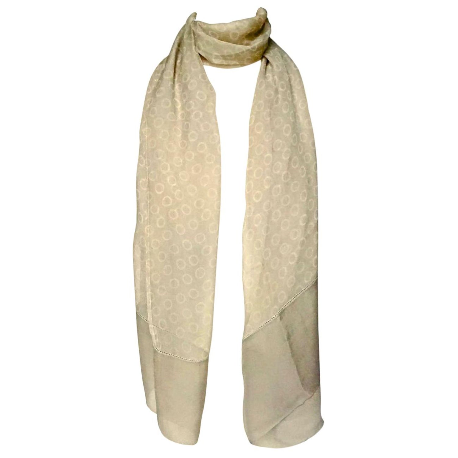 Grey Chains Printed Double Layer Long Silk Scarf 