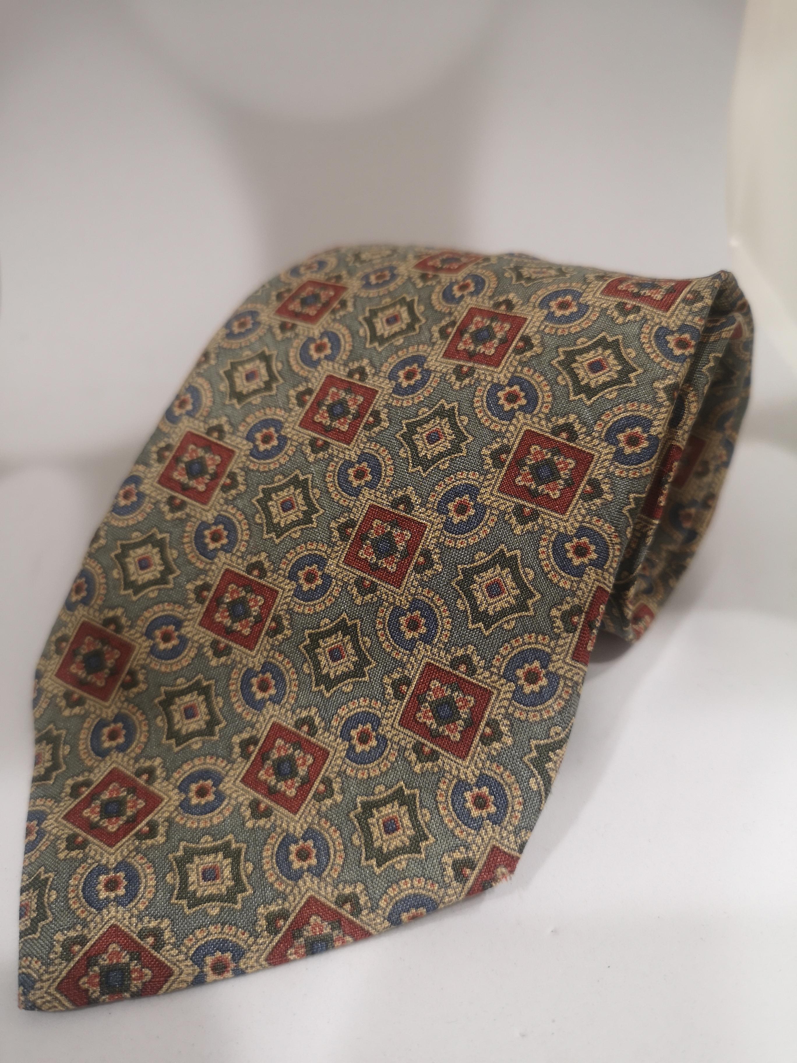 Giorgio Armani light green multicoloured silk tie In Good Condition In Capri, IT