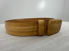 Giorgio Armani Lizard Belt in Pale Mustard Yellow 70/28