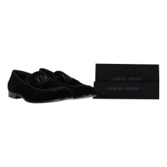 Giorgio Armani Logo Embroidered Velvet Loafers