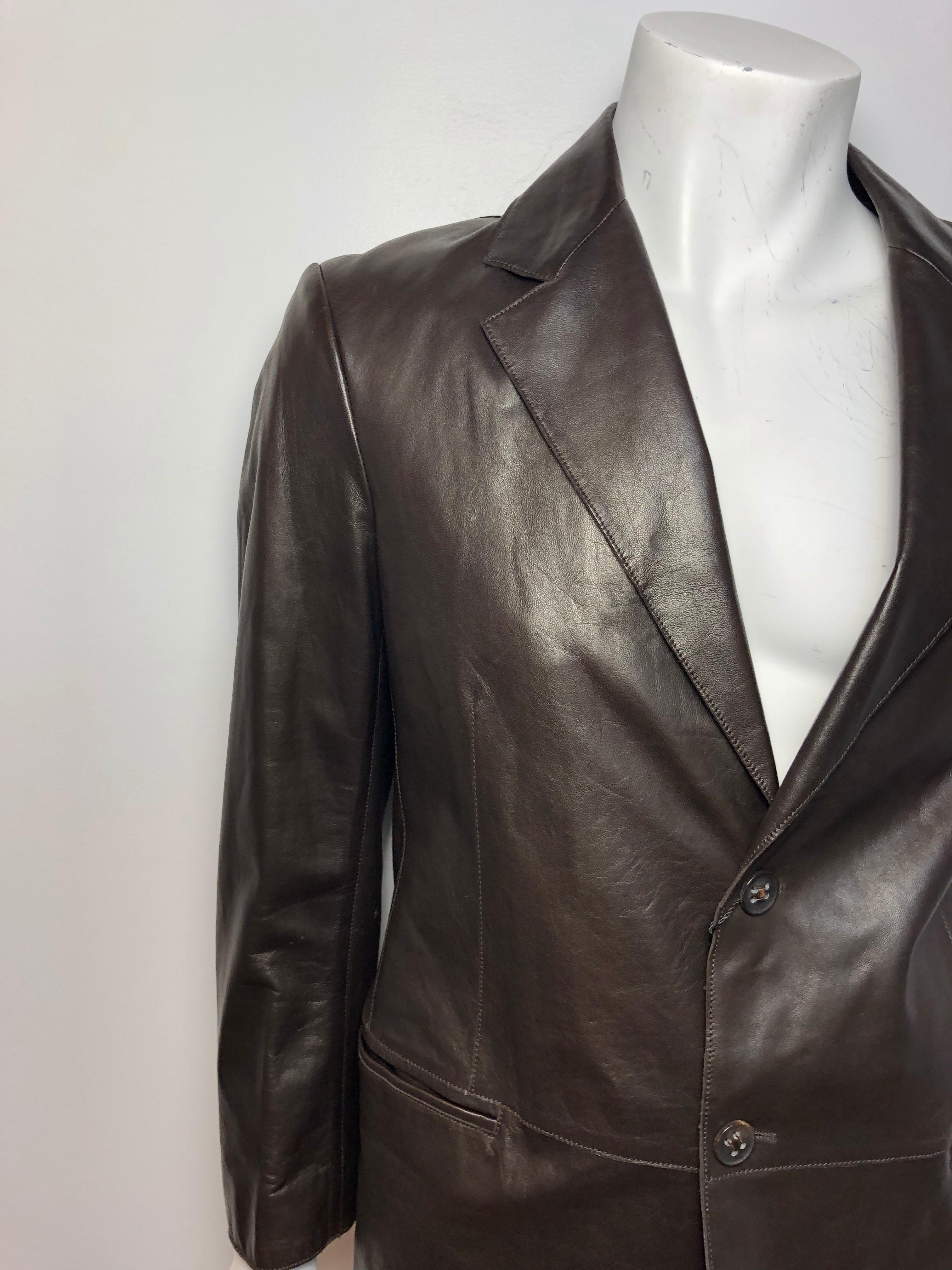 Men's Giorgio Armani Mens 52 Leather Blazer
