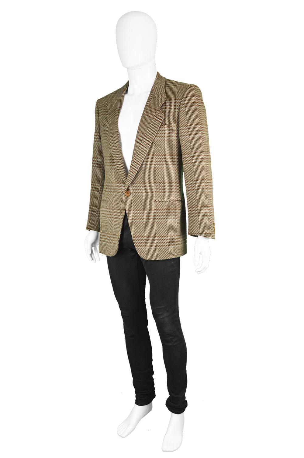 Brown Giorgio Armani Men's Italian Wool Tweed Sportcoat Blazer Jacket, c. 1985