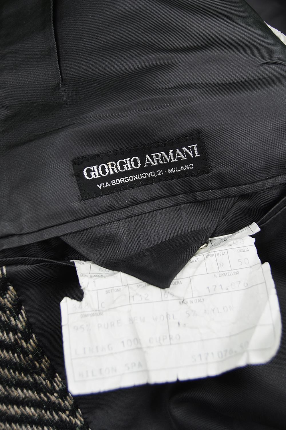 Giorgio Armani Men's Vintage Wool Herringbone Sport Coat Blazer Jacket, c. 1980s 1