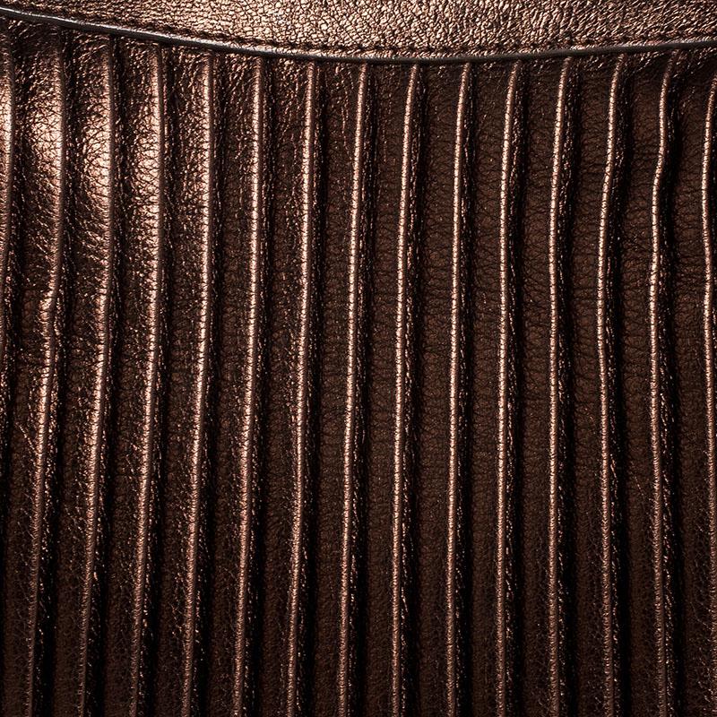 Giorgio Armani Metallic Brown Pleated Leather Hobo 5