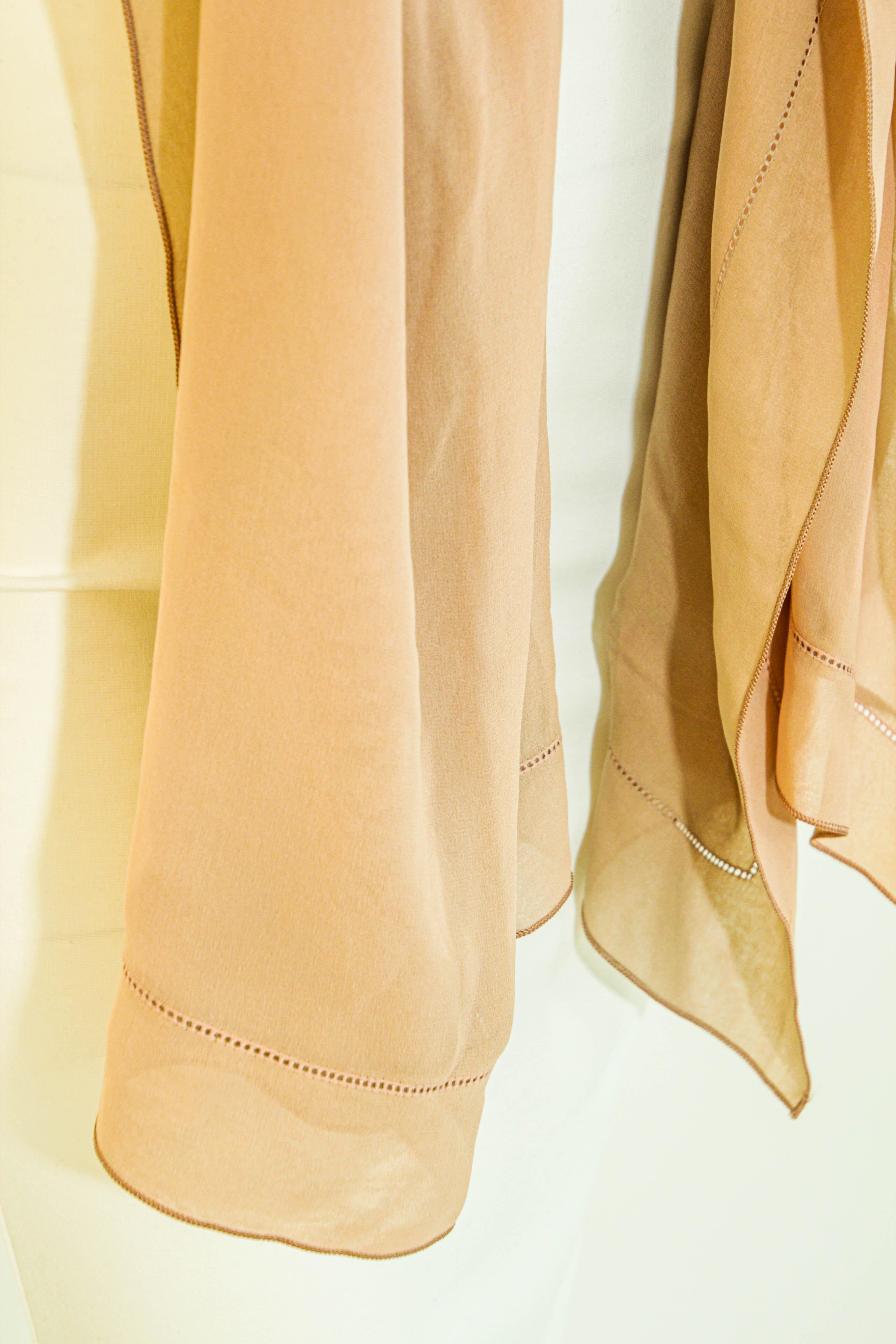 GIORGIO ARMANI Milano Long Silk Chiffon Beige Scarf Italy For Sale 8