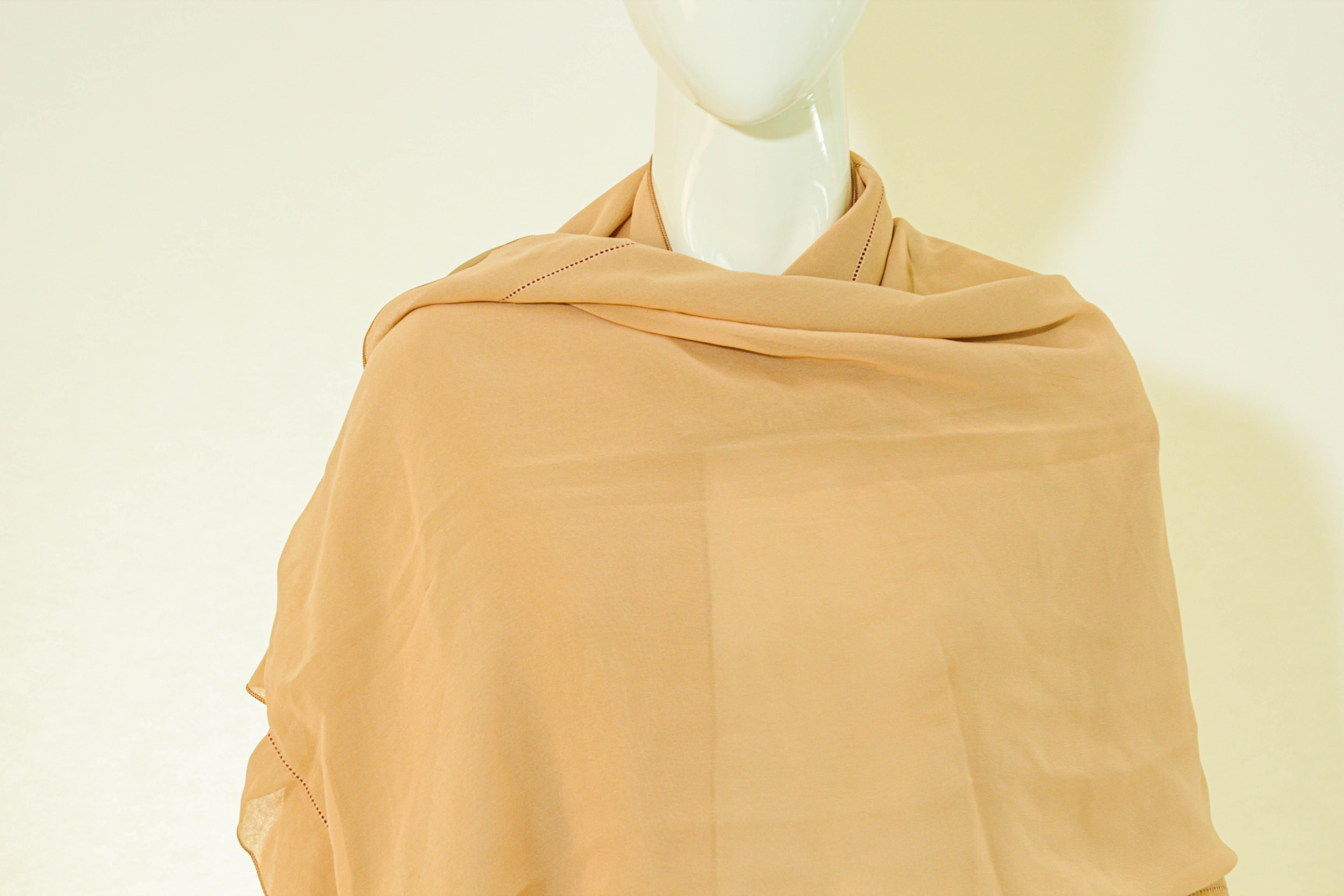 GIORGIO ARMANI Milano Long Silk Chiffon Beige Scarf Italy For Sale 1