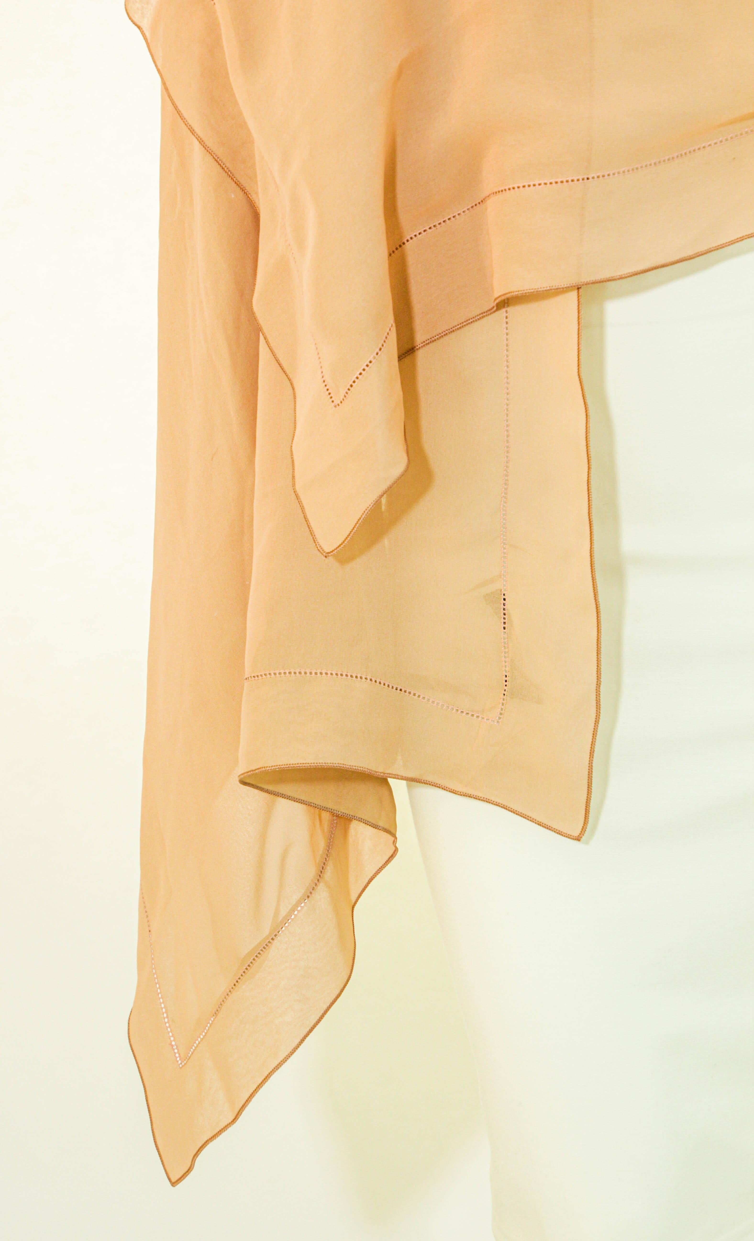 GIORGIO ARMANI Milano Long Silk Chiffon Beige Scarf Italy For Sale 2