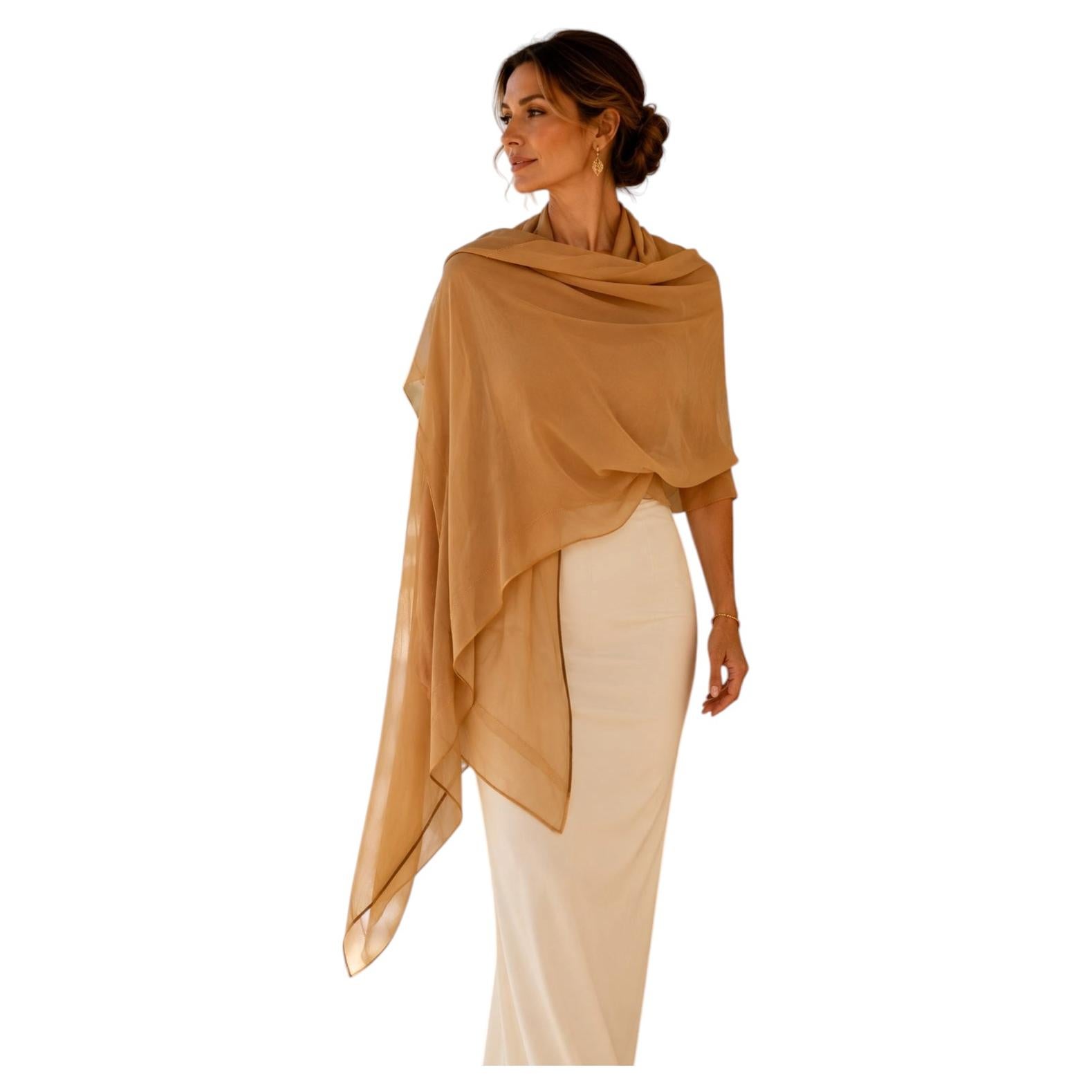Giorgio Armani Milano Sciarpa lunga in chiffon di seta beige Italia in vendita