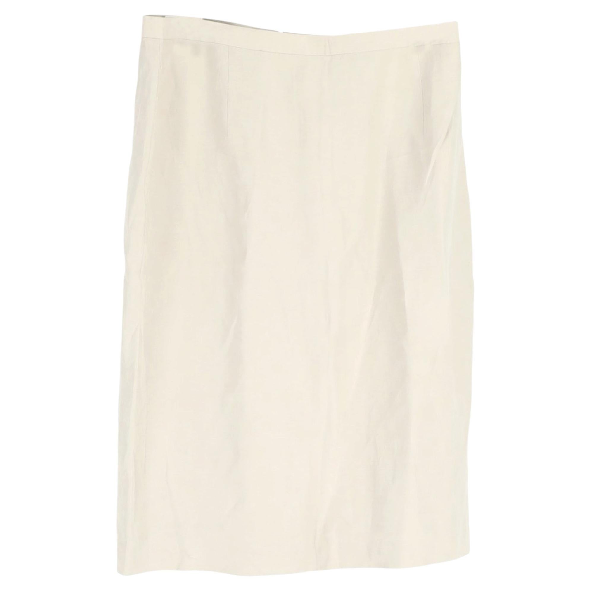 Giorgio Armani Mini Pencil Skirt in White Linen For Sale