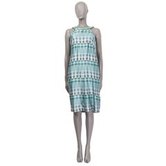 GIORGIO ARMANI mint blue grey TIE-DYE SATIN SLEEVELESS COCKTAIL Dress 40 S