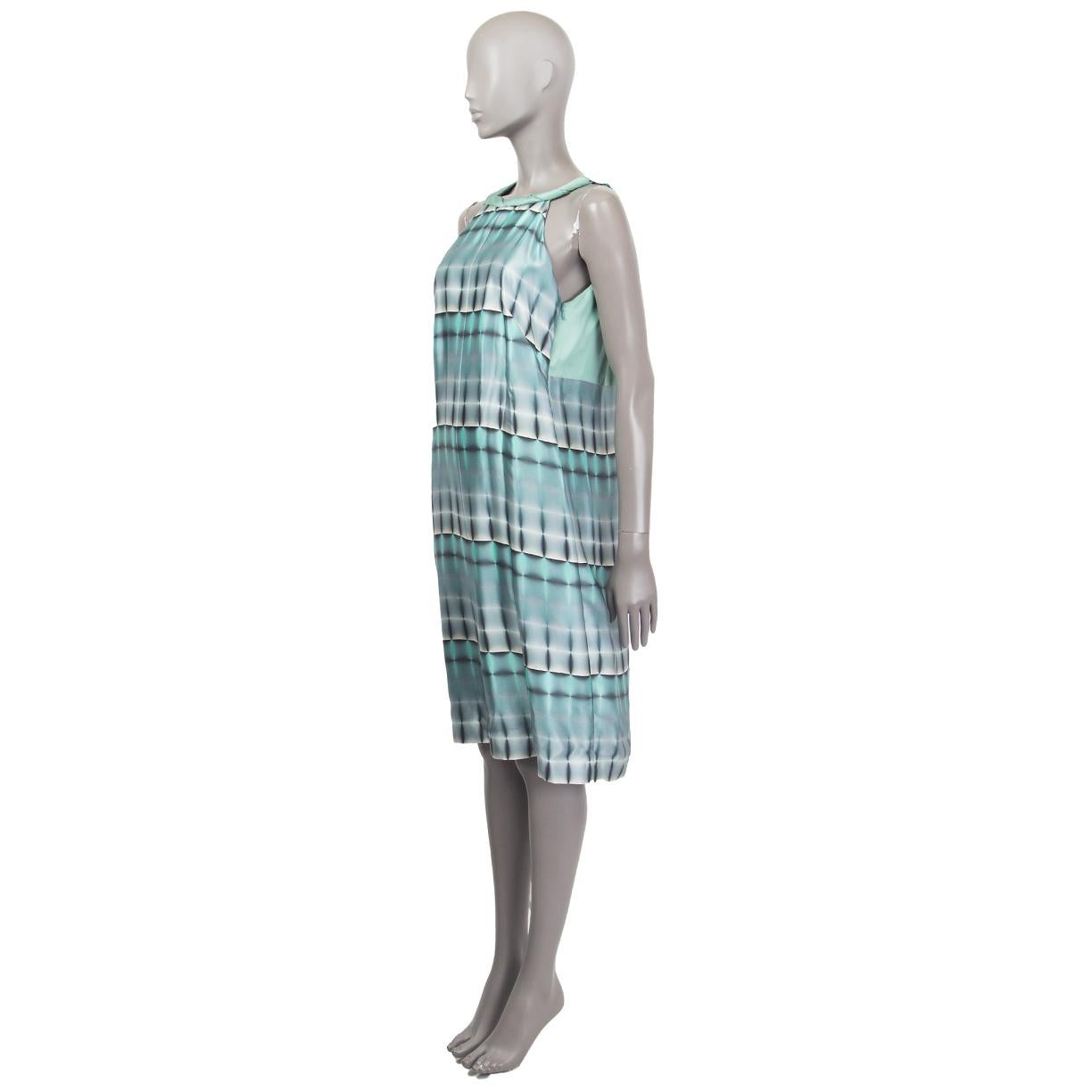 GIORGIO ARMANI azul menta gris TIE-DYE SATINADO SLEEVELESS COCKTAIL Vestido 40 S Gris en venta