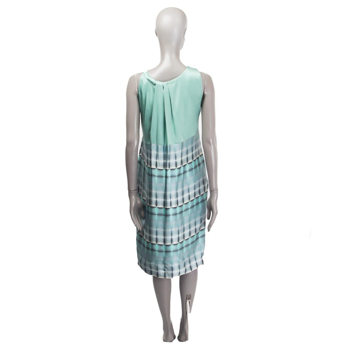 Gray GIORGIO ARMANI mint blue grey TIE-DYE SATIN SLEEVELESS COCKTAIL Dress 40 S For Sale