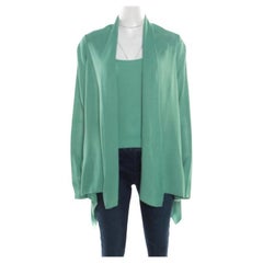 Giorgio Armani Mint Green Knit Open Front Cardigan and Top Set S