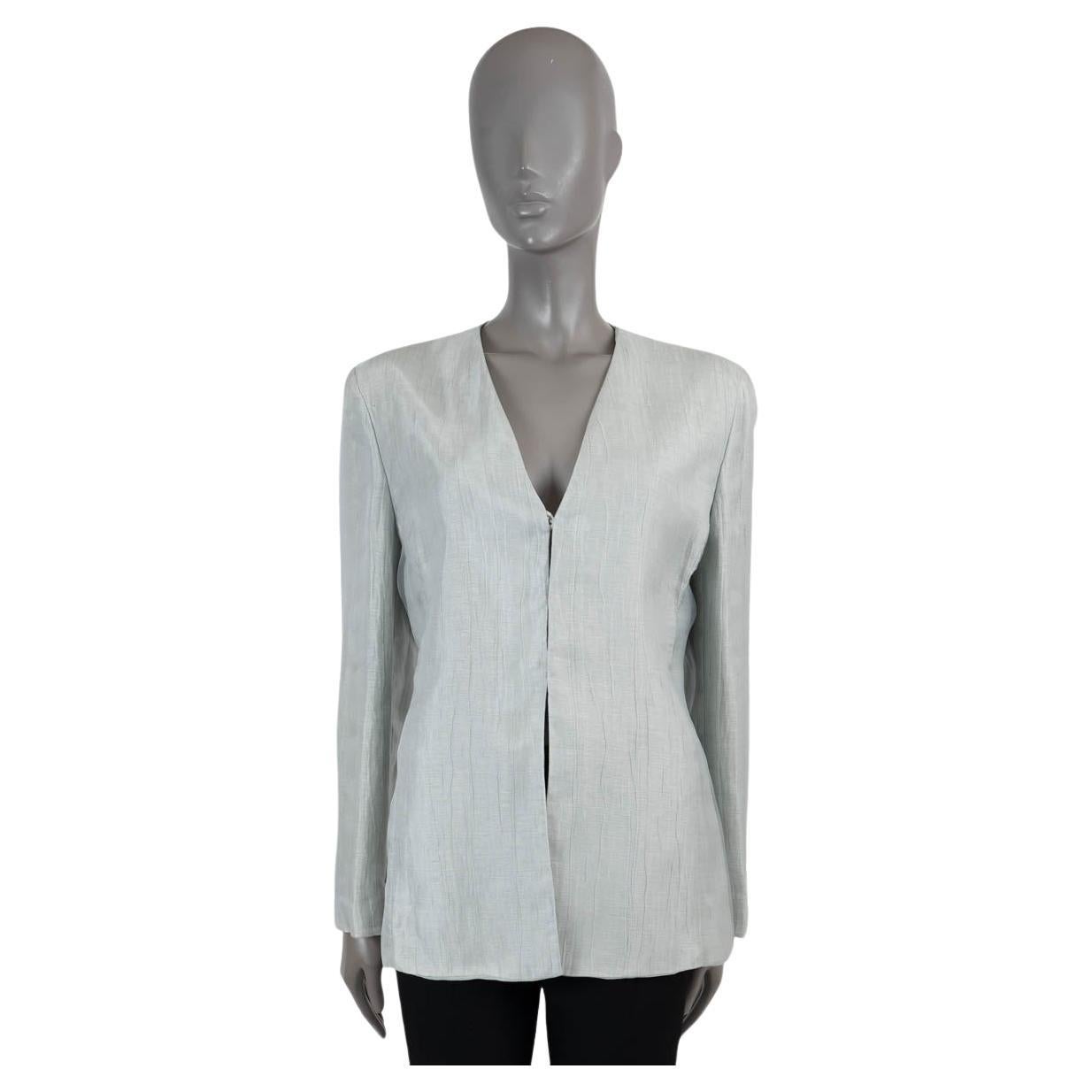 GIORGIO ARMANI mint green linen TEXTURED SHINY Blazer Jacket 46 XL For Sale