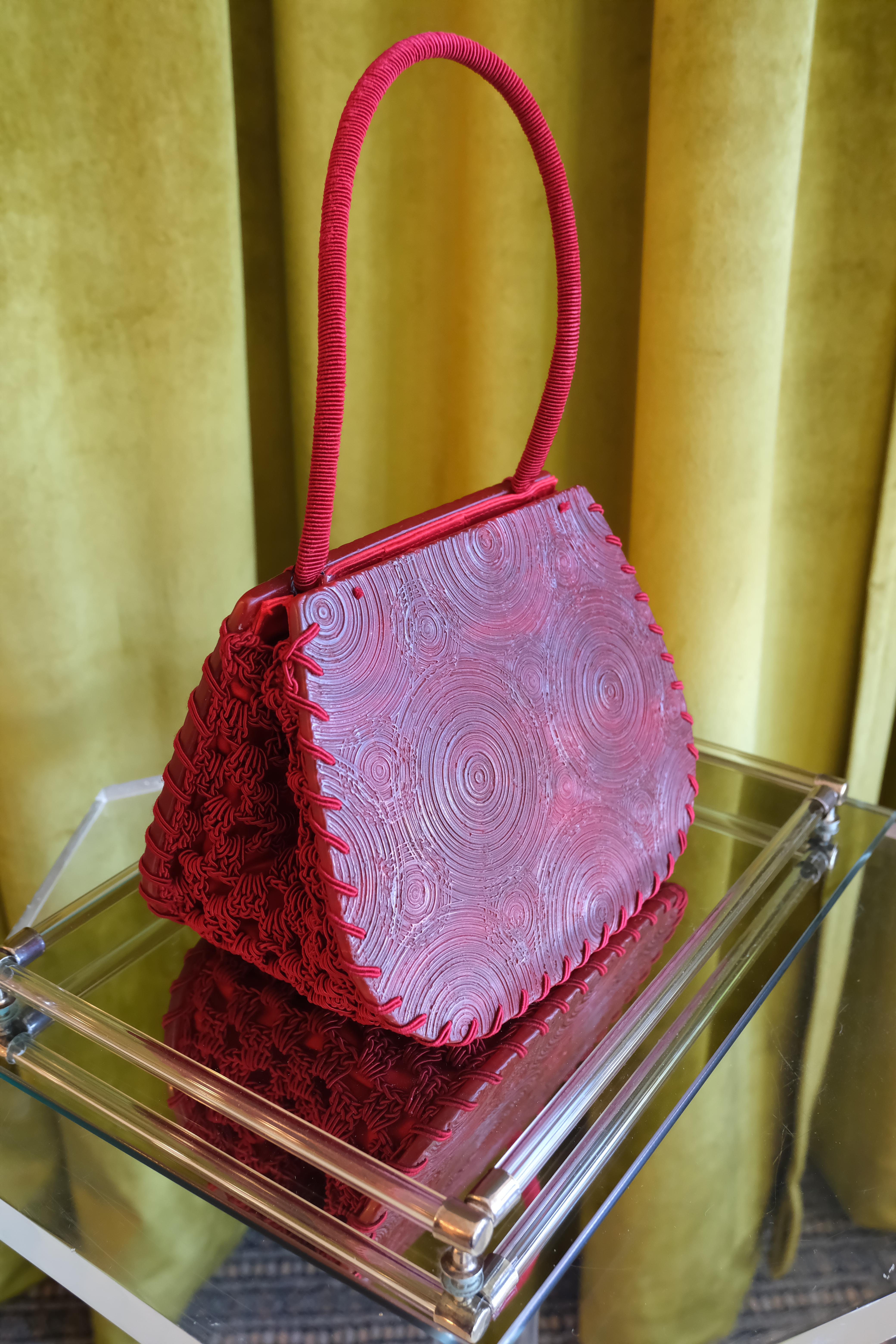 Giorgio Armani Molded Acrylic and Satin Lace Net Handbag, c. Late