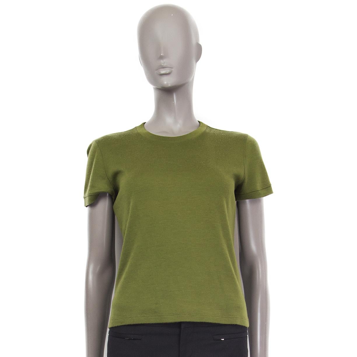 Women's GIORGIO ARMANI moss green cashmere Short Sleeve Sweater 42 M