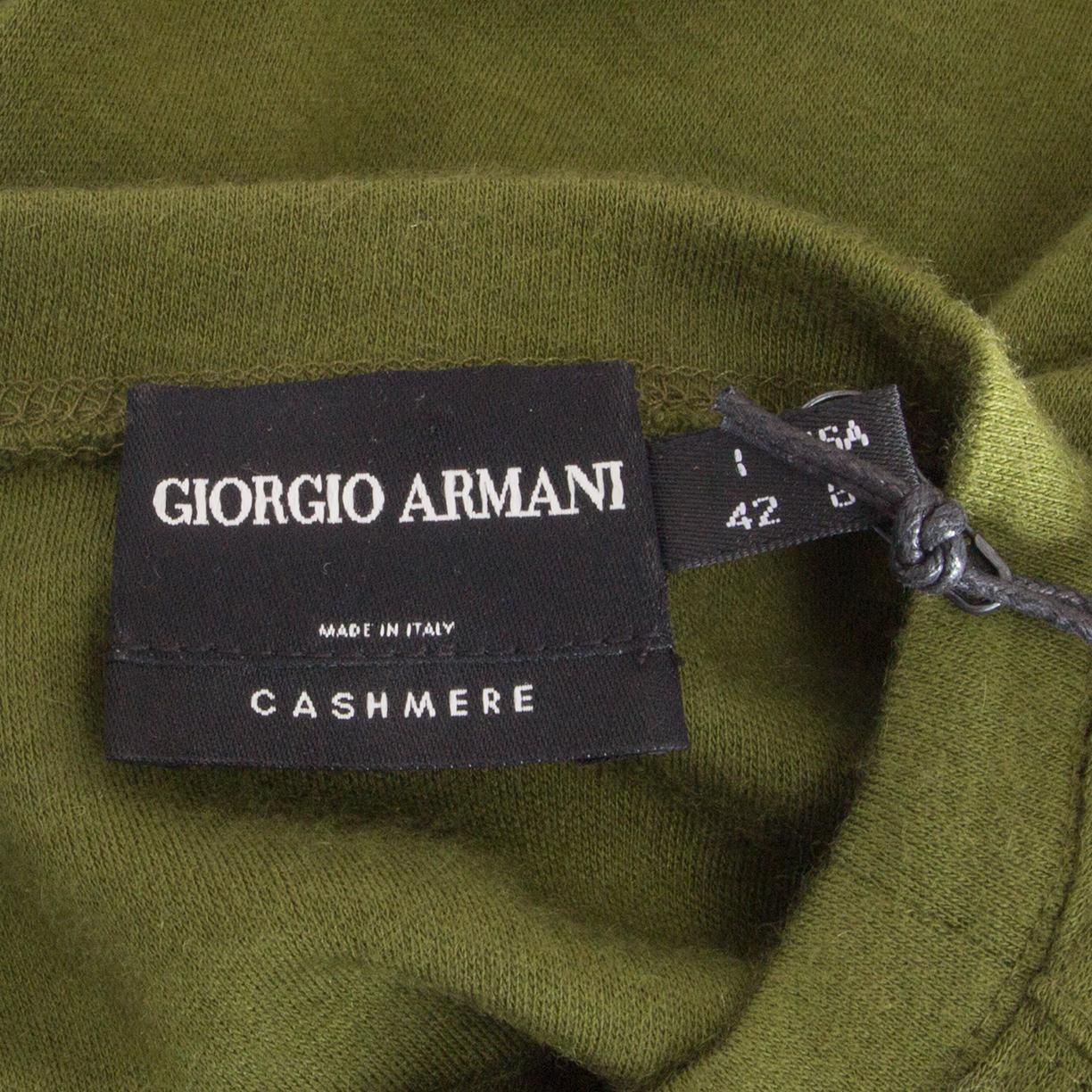 GIORGIO ARMANI moss green cashmere Short Sleeve Sweater 42 M 1