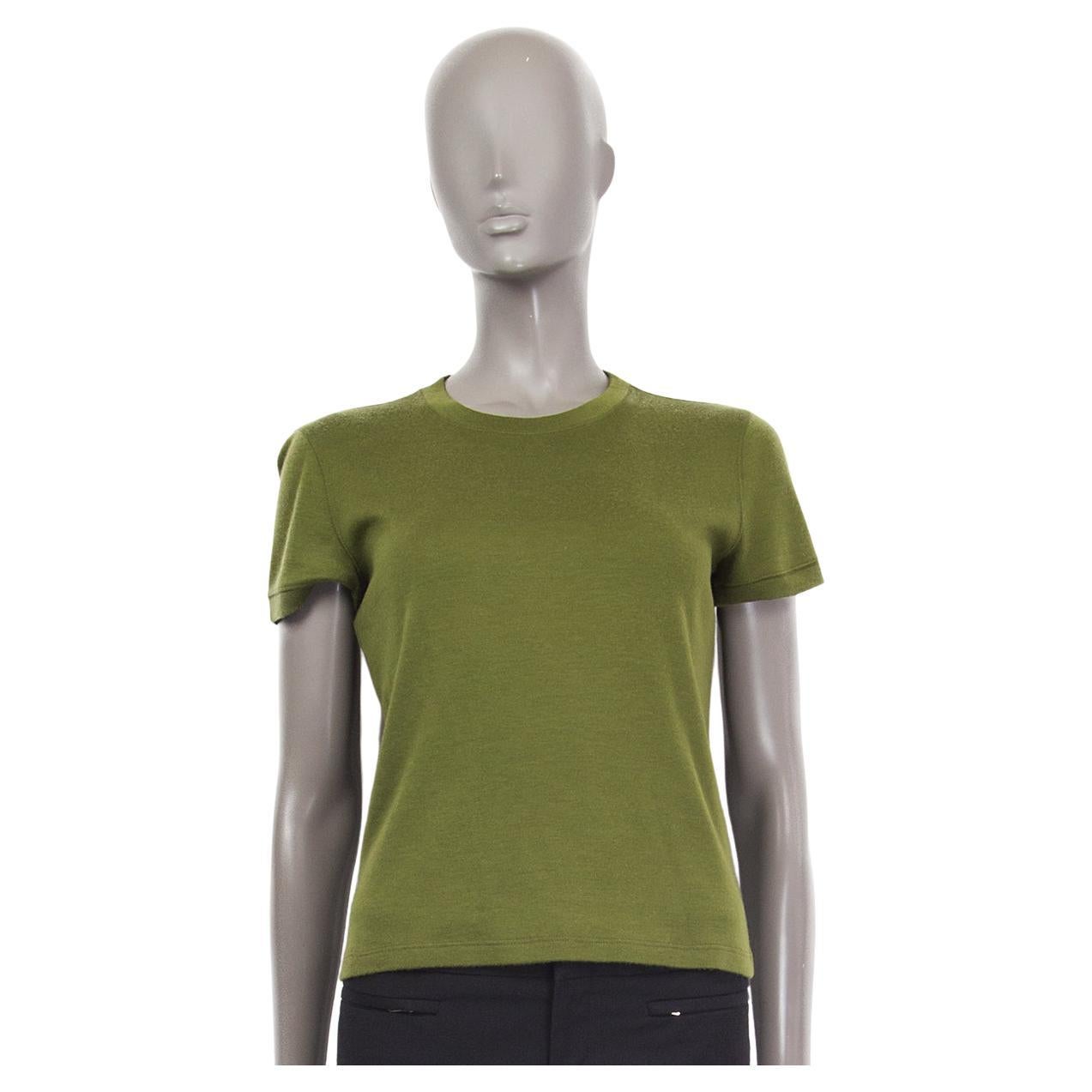GIORGIO ARMANI moss green cashmere Short Sleeve Sweater 42 M