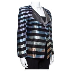 Giorgio Armani Multicolor Striped Jacquard Toggle Button Jacket S
