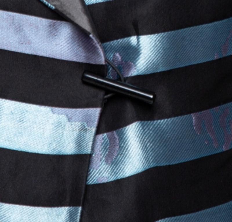 Giorgio Armani Multicolor Striped Jacquard Toggle Button Jacket S Damen im Angebot