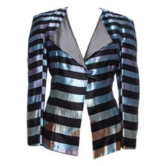 Giorgio Armani Multicolor Striped Jacquard Toggle Button Jacket S