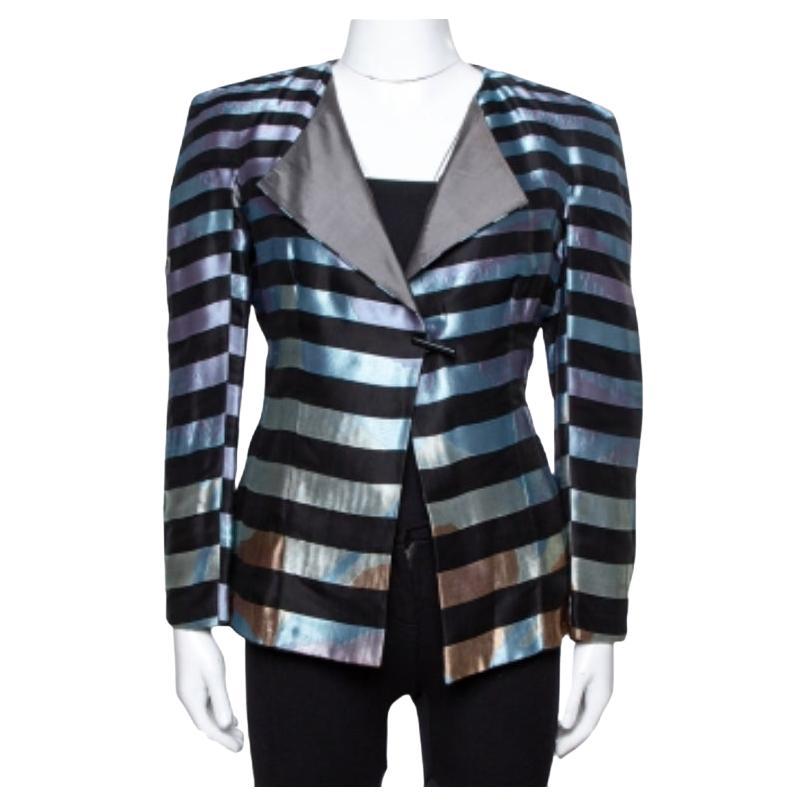 Giorgio Armani Multicolor Striped Jacquard Toggle Button Jacket S im Angebot
