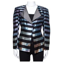 Giorgio Armani Multicolor Striped Jacquard Toggle Button Jacket S