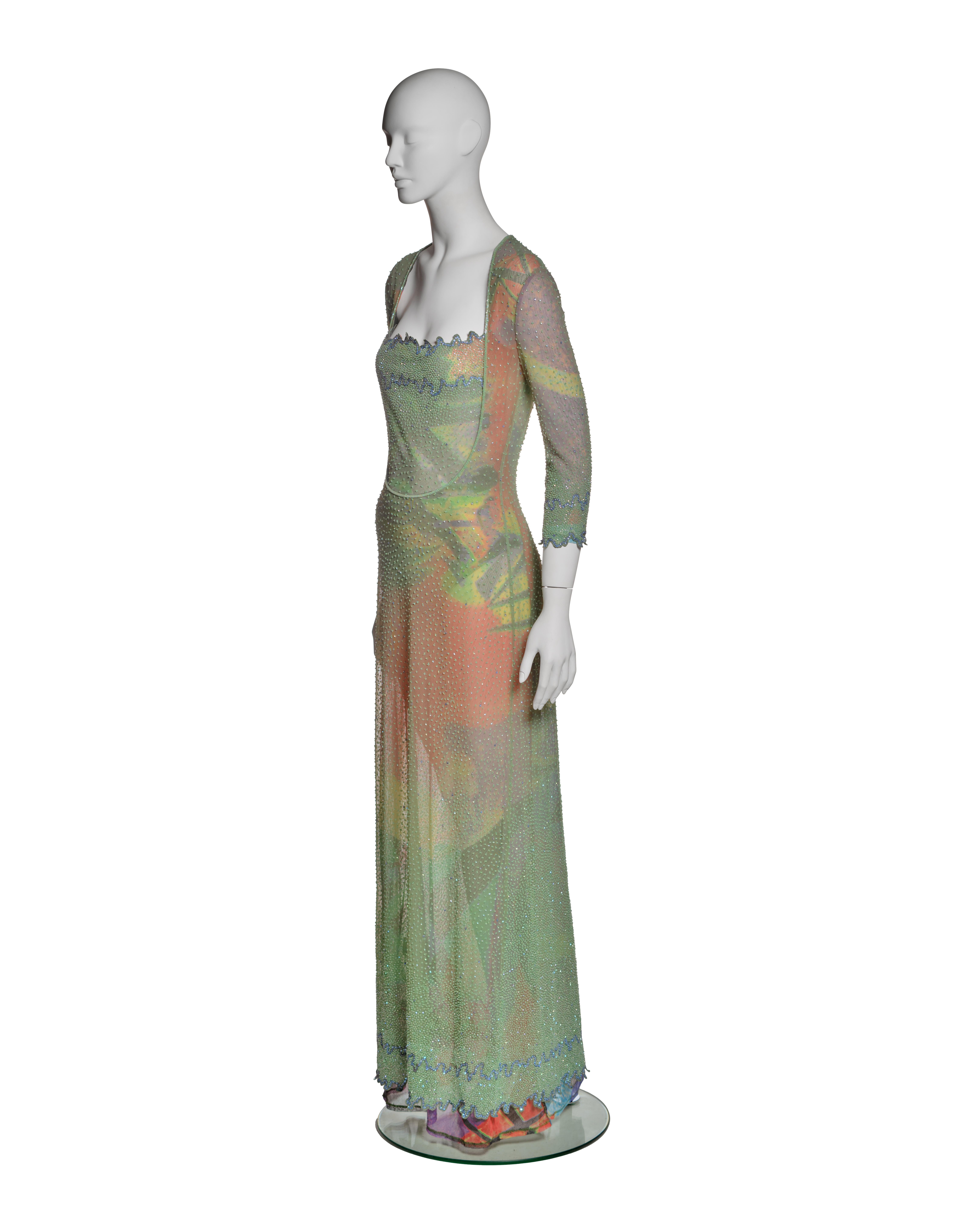 Giorgio Armani Multicoloured Beaded Evening Dress and Bodysuit Ensemble, SS 2000 9