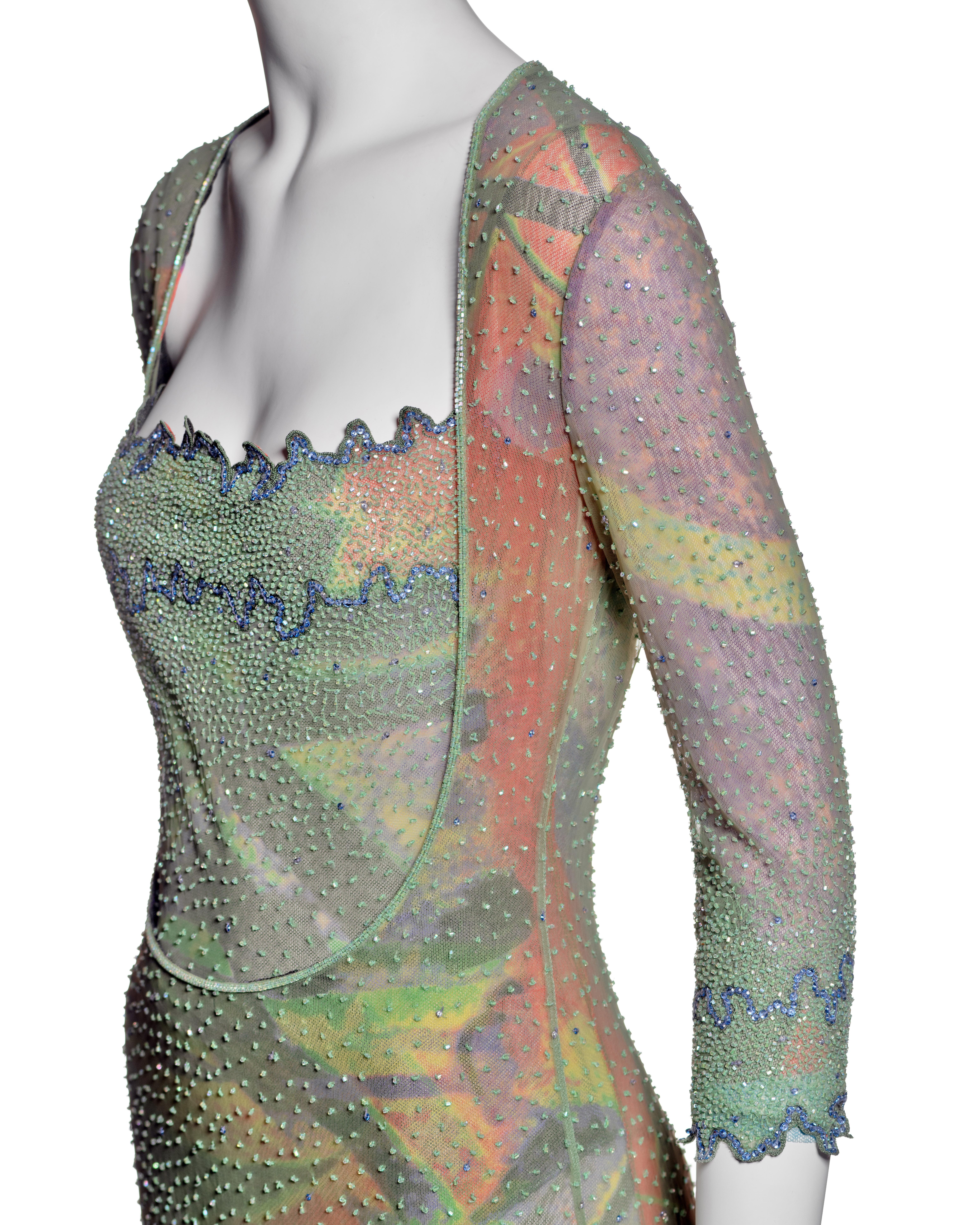 Giorgio Armani Multicoloured Beaded Evening Dress and Bodysuit Ensemble, SS 2000 11