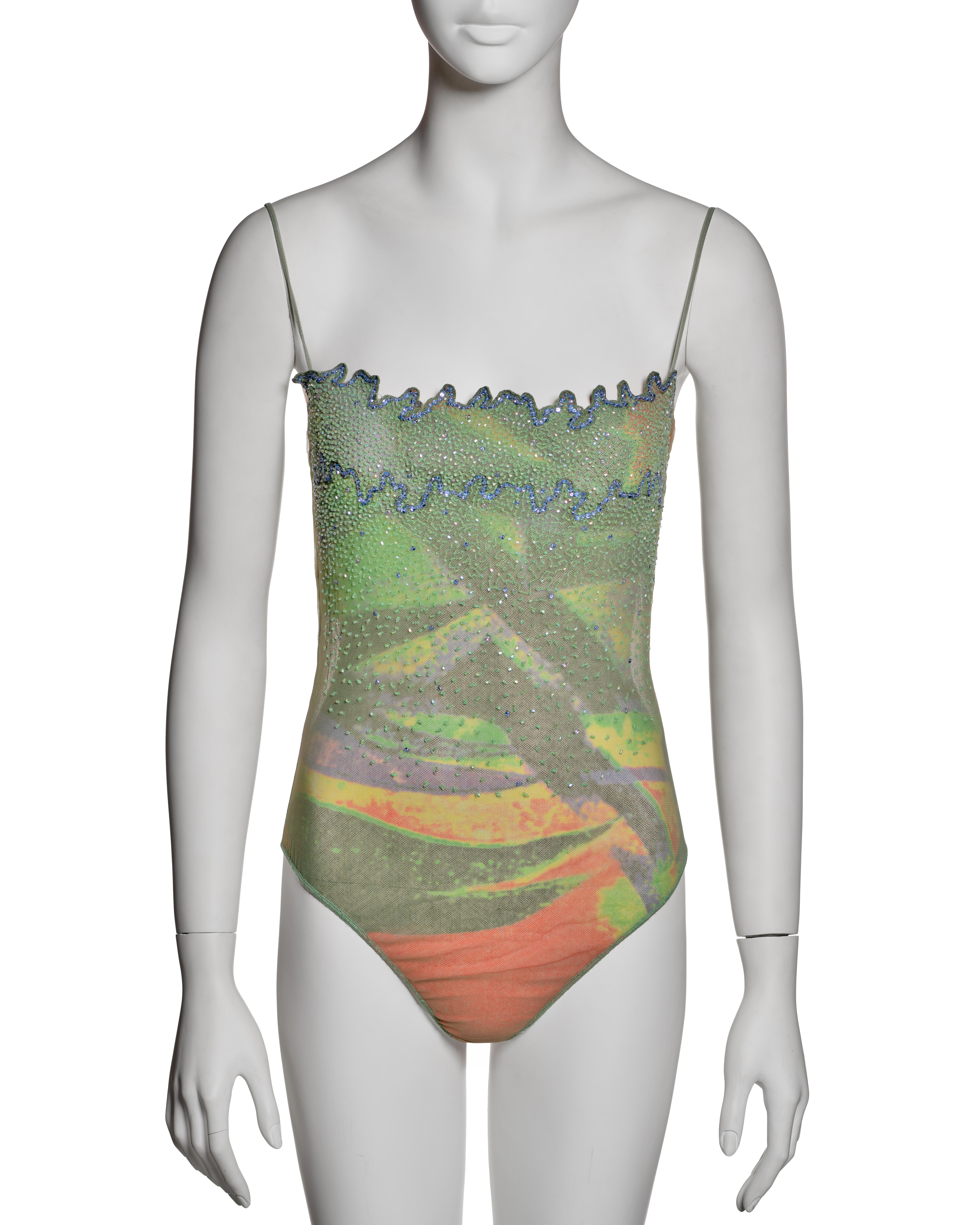 Women's Giorgio Armani Multicoloured Beaded Evening Dress and Bodysuit Ensemble, SS 2000