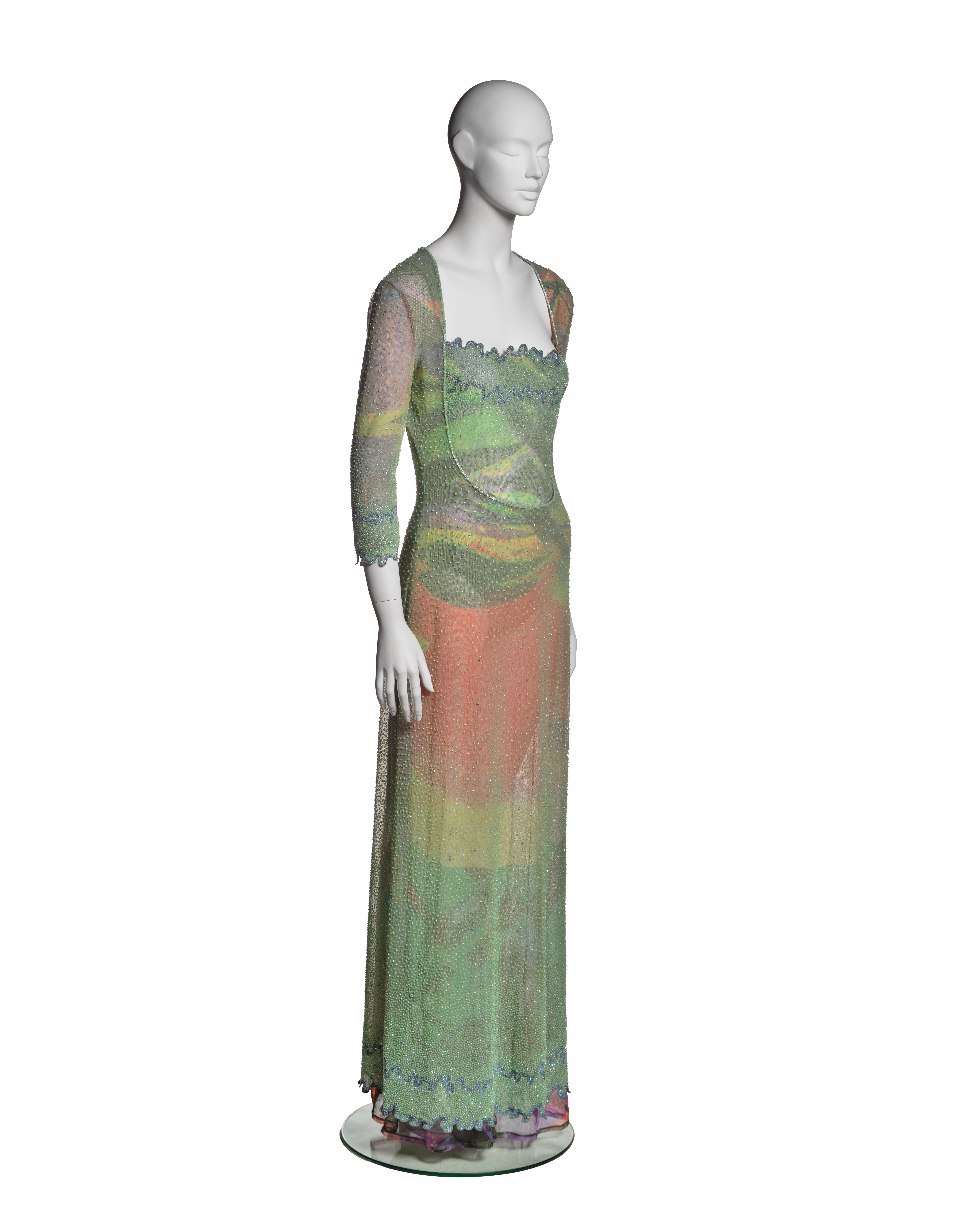 Giorgio Armani Multicoloured Beaded Evening Dress and Bodysuit Ensemble, SS 2000 2