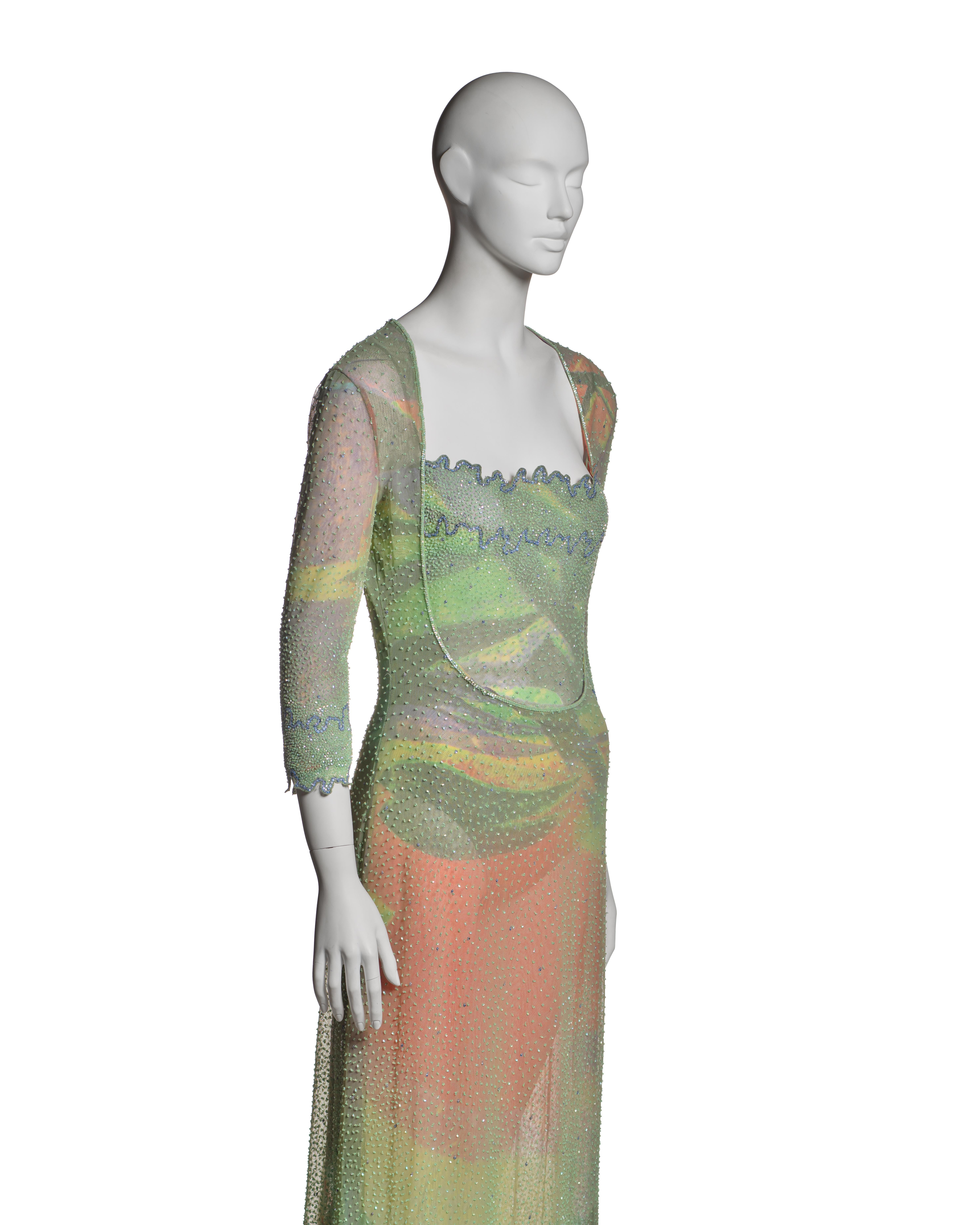 Giorgio Armani Multicoloured Beaded Evening Dress and Bodysuit Ensemble, SS 2000 3