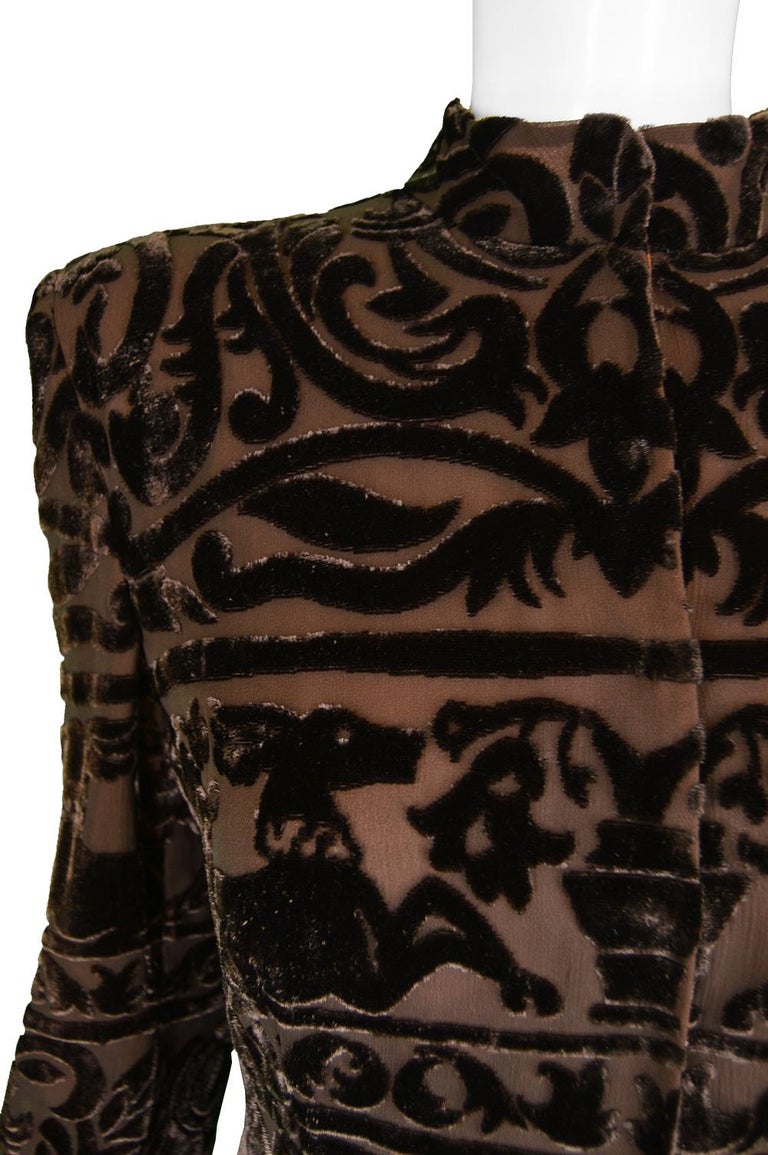 Giorgio Armani Museum Held Brown Silk Devore Burnout Velvet Pant Suit ...