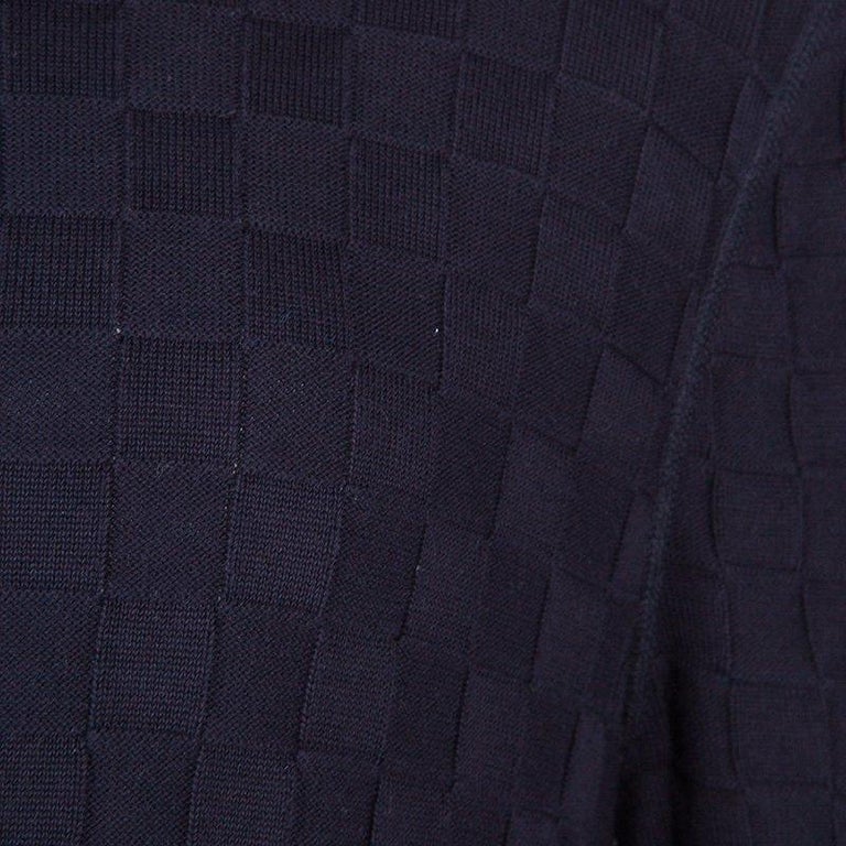 Giorgio Armani Navy Blue Basketweave Cotton Knit Cardigan XXL For Sale ...