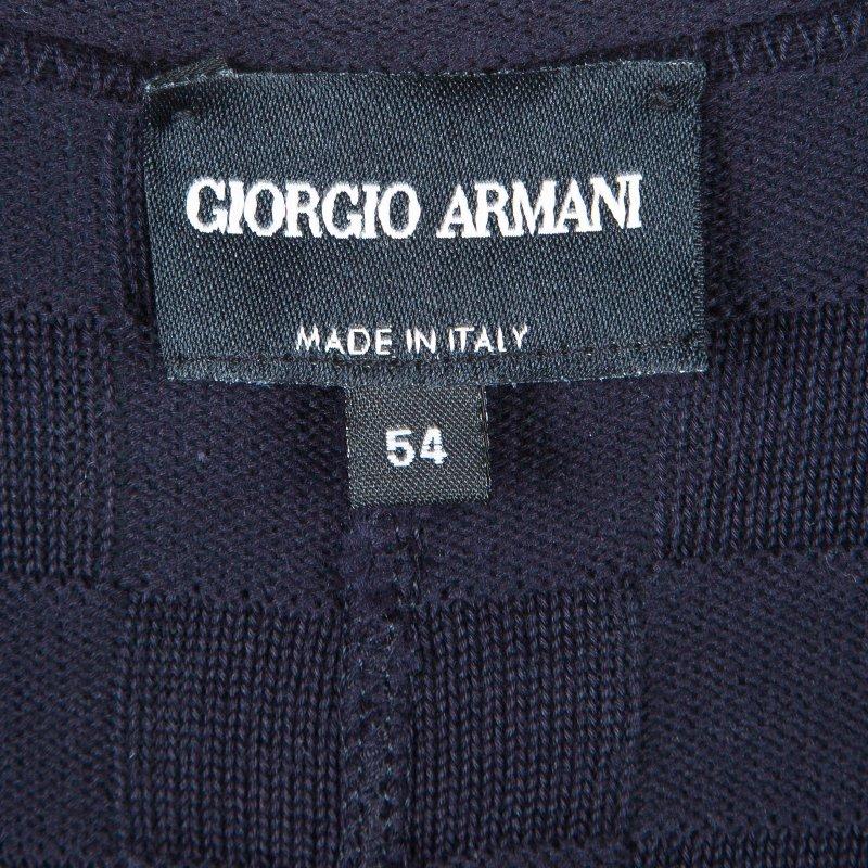 Men's Giorgio Armani Navy Blue Basketweave Cotton Knit Cardigan XXL