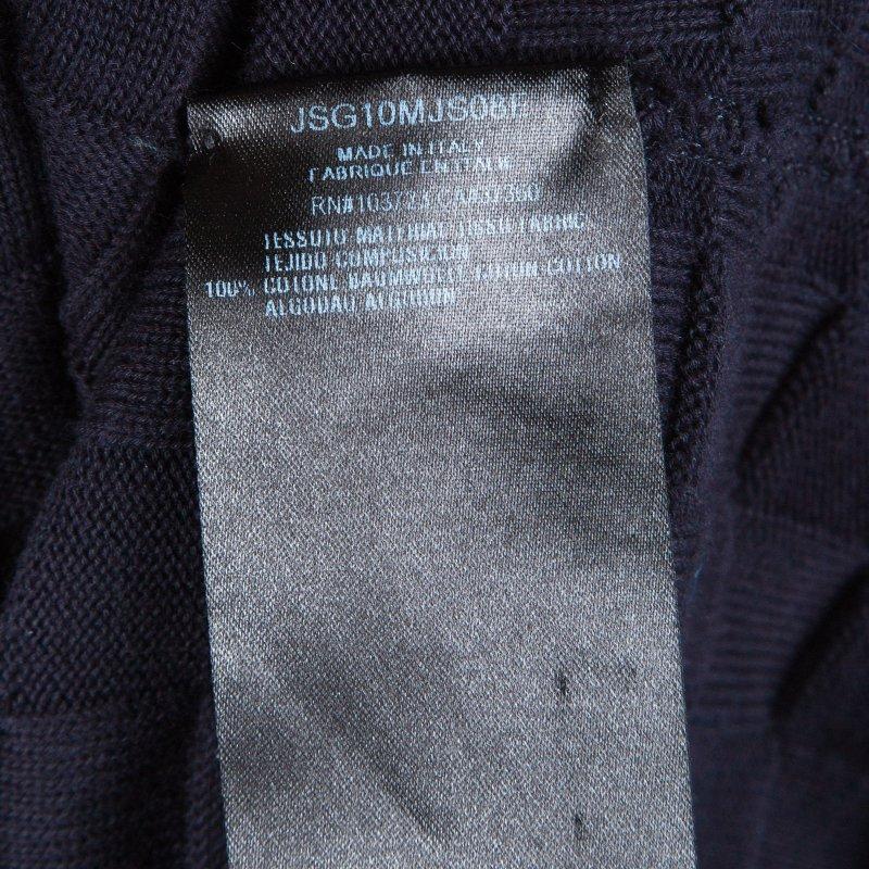 Giorgio Armani Navy Blue Basketweave Cotton Knit Cardigan XXL 1
