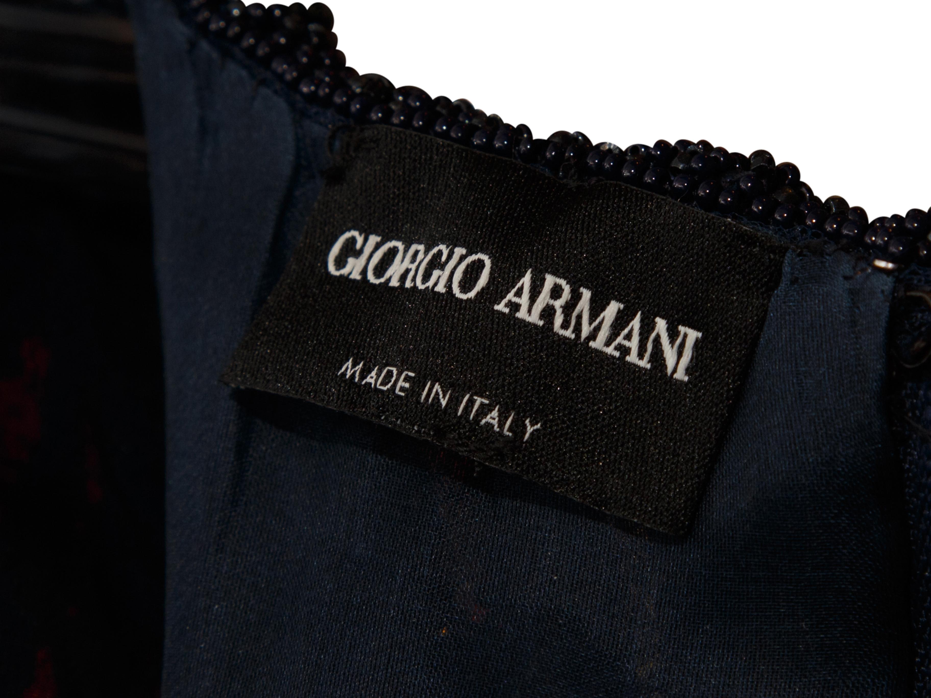Giorgio Armani Navy Blue Beaded Gown In Good Condition In New York, NY