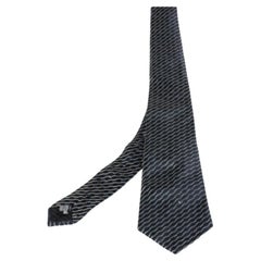 Giorgio Armani Navy Blue Diagonal Stripe Detail Silk Tie