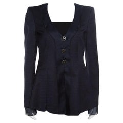 Giorgio Armani Navy Blue Jacquard Organza Trim Jacket S