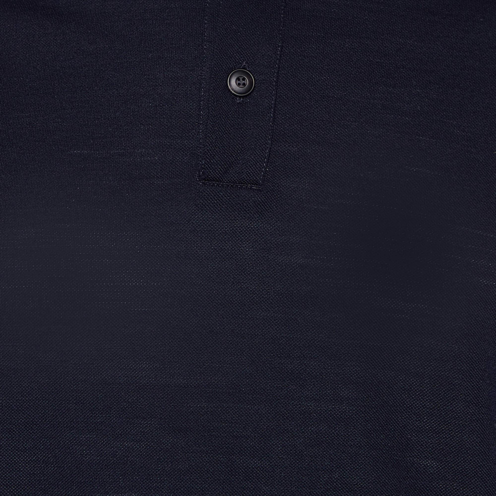 Noir Giorgio Armani T-Shirt Polo en tricot bleu marine 3XL
