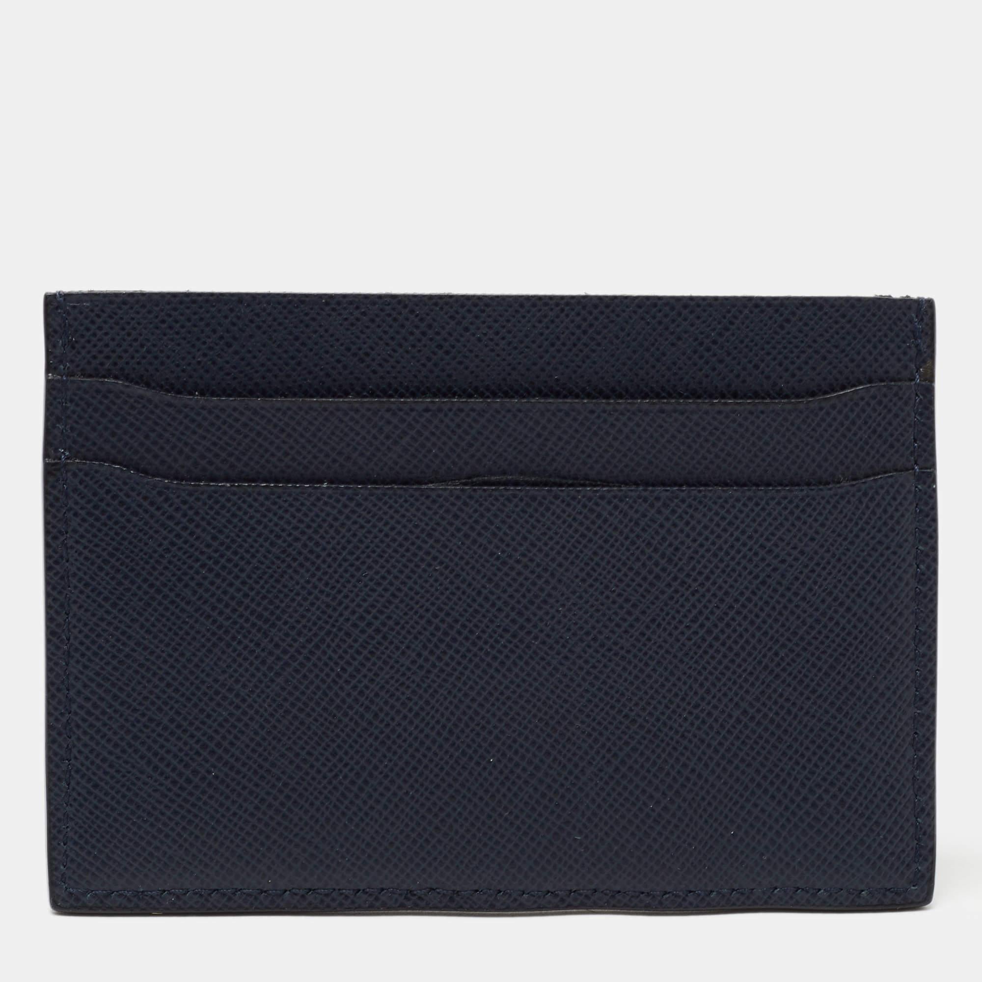 Giorgio Armani Marineblauer Kartenetui aus Leder in Marineblau Herren im Angebot