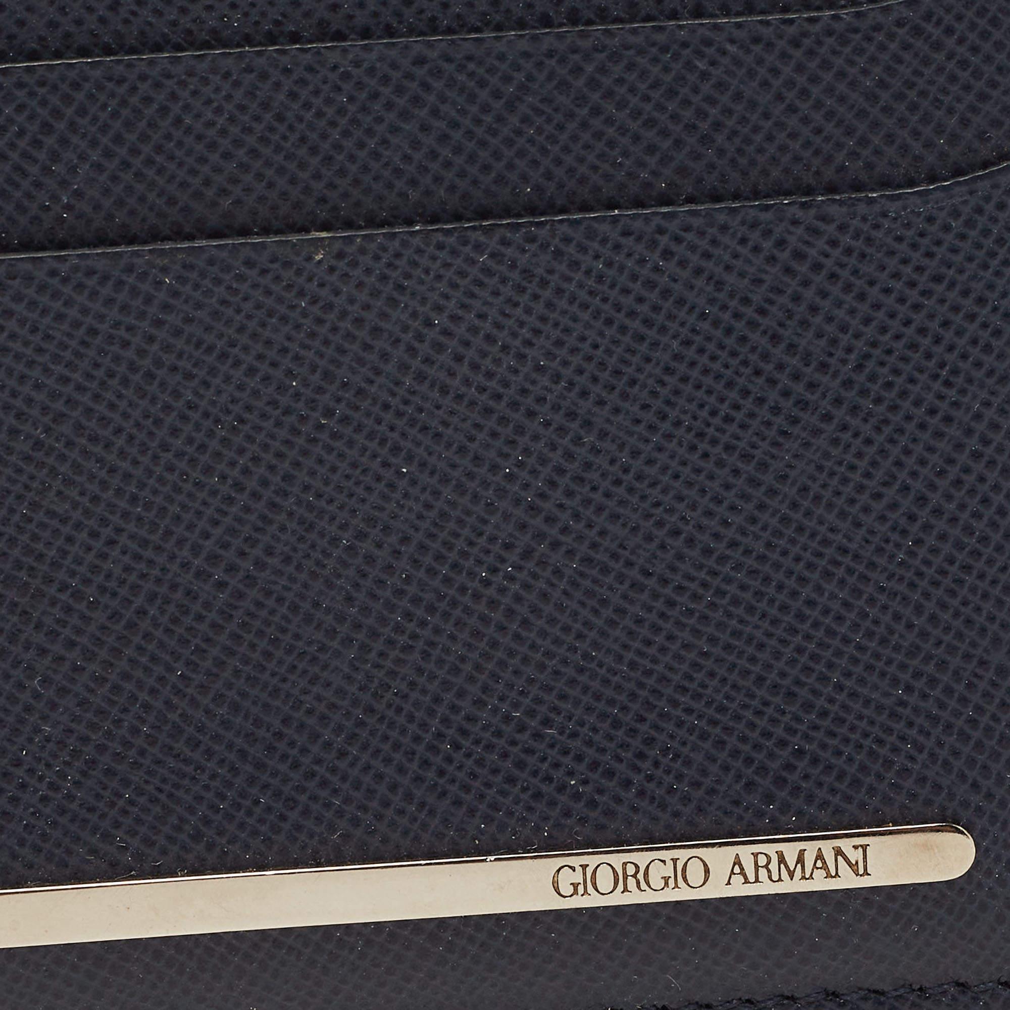 Uomo Portacarte Giorgio Armani in pelle blu navy in vendita