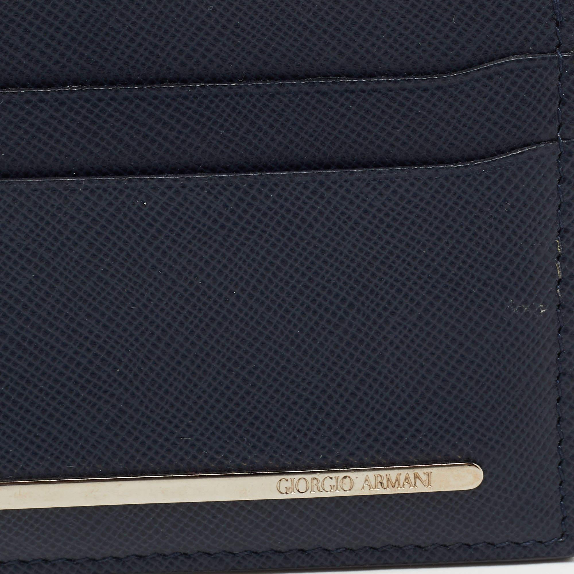 Giorgio Armani Marineblauer Kartenetui aus Leder in Marineblau im Angebot 1