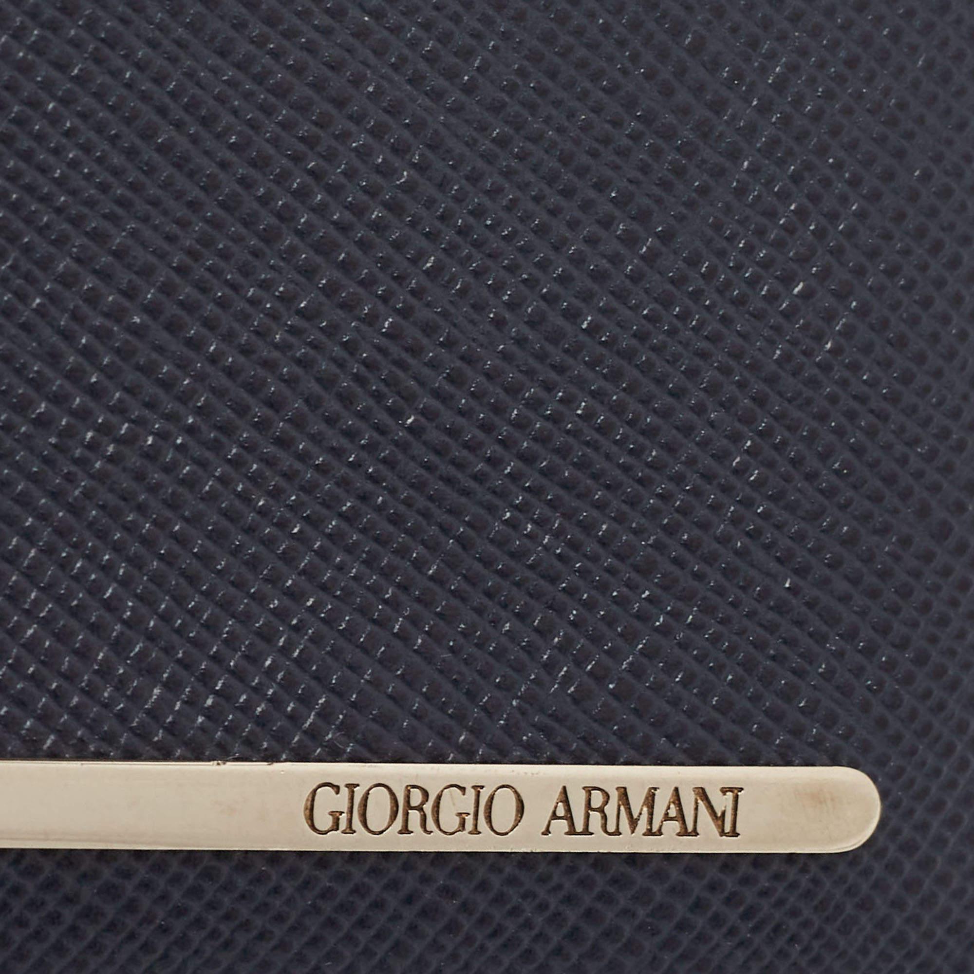 Portacarte Giorgio Armani in pelle blu navy in vendita 1