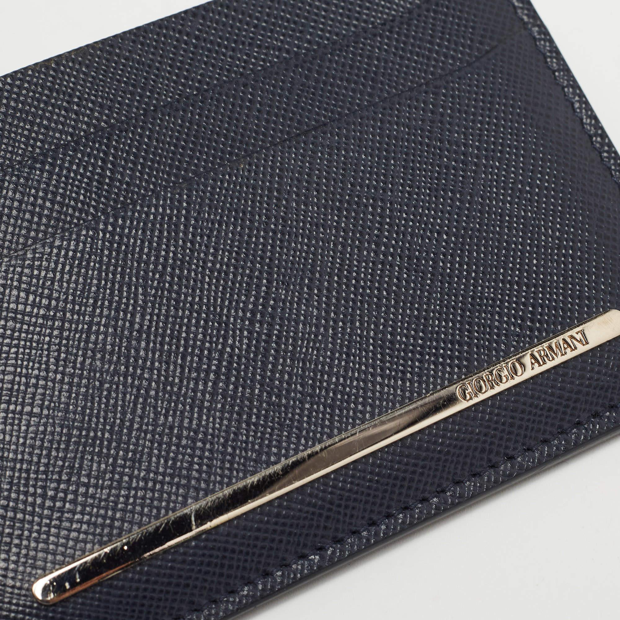 Portacarte Giorgio Armani in pelle blu navy in vendita 2