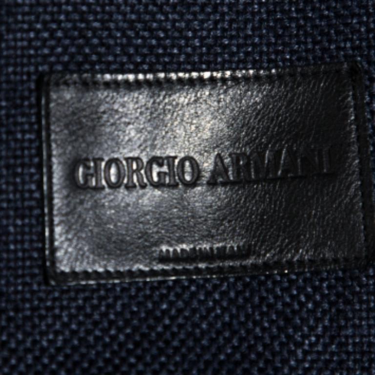 Men's Giorgio Armani Navy Blue Linen & Wool Three Buttoned Jacket XL For Sale